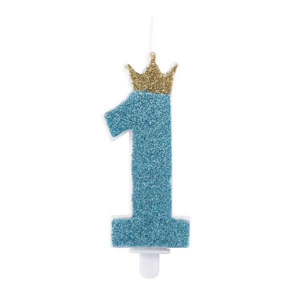 Bougie 1 avec couronne à paillettes - 1er Anniversaire - Couleur au Choix -  Jour de Fête - Mon 1er anniversaire - Anniversaire Enfant