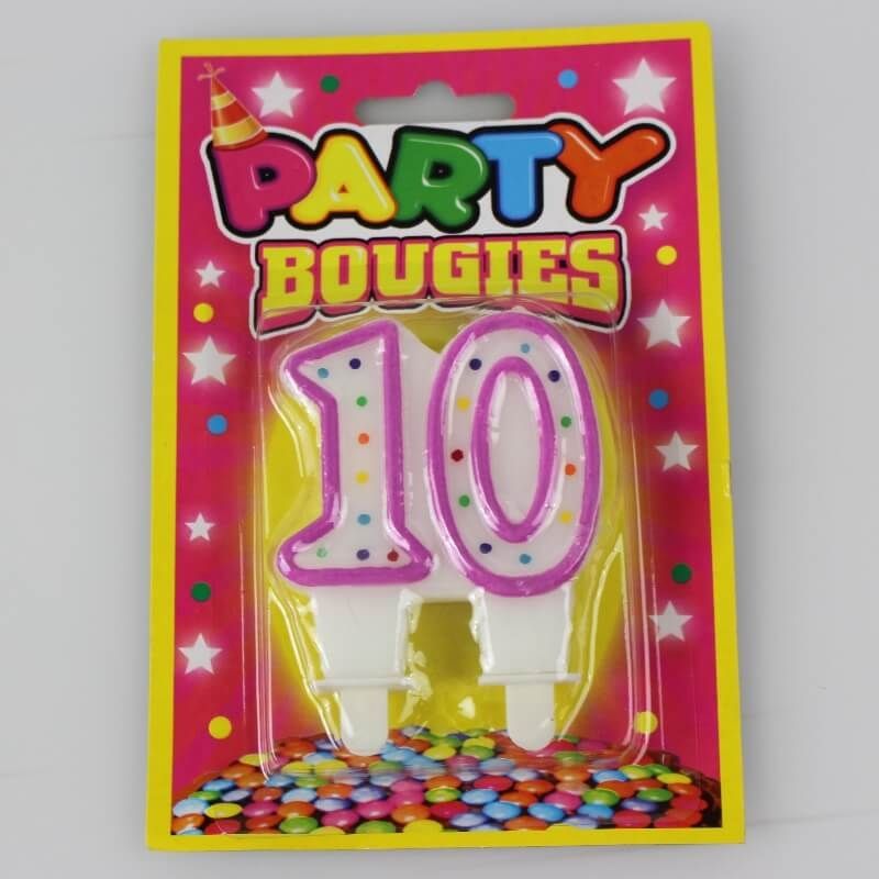 Bougie Anniversaire 10 ans - Coloris au Choix - Jour de Fête - Boutique  Jour de fête