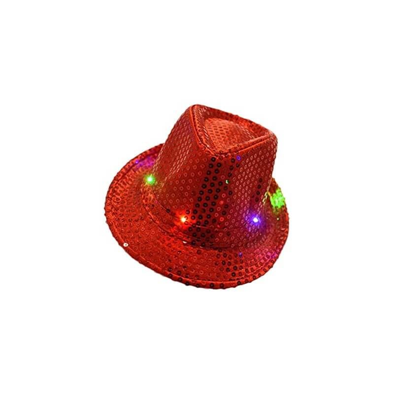 Accessoire chapeau borsalino disco à paillettes couleur rose foncé