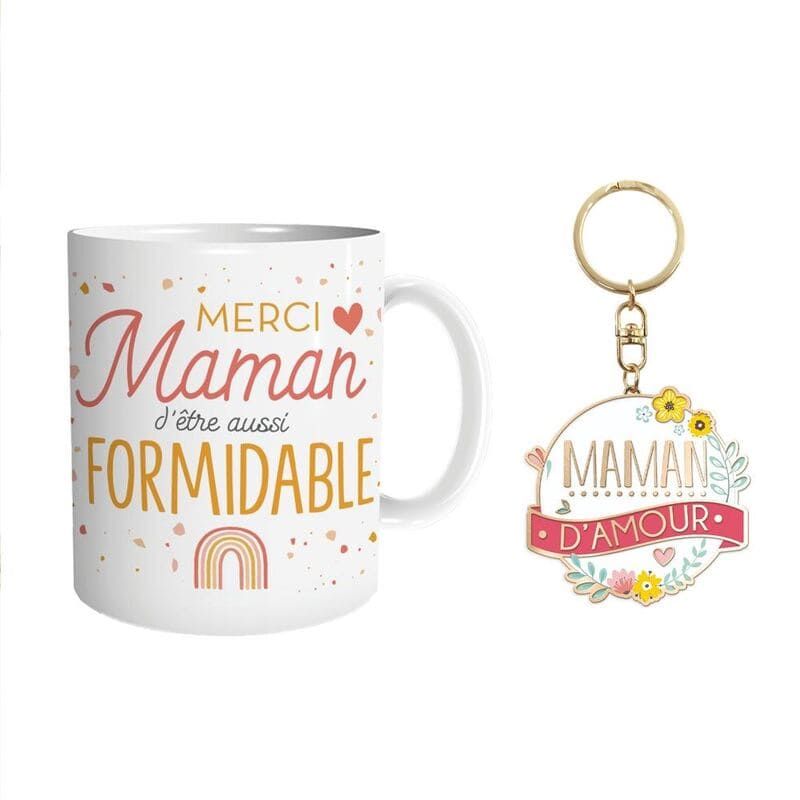 Coffret Cadeau Affectif Mug et Porte-clé - Maman d'Amour - Jour de