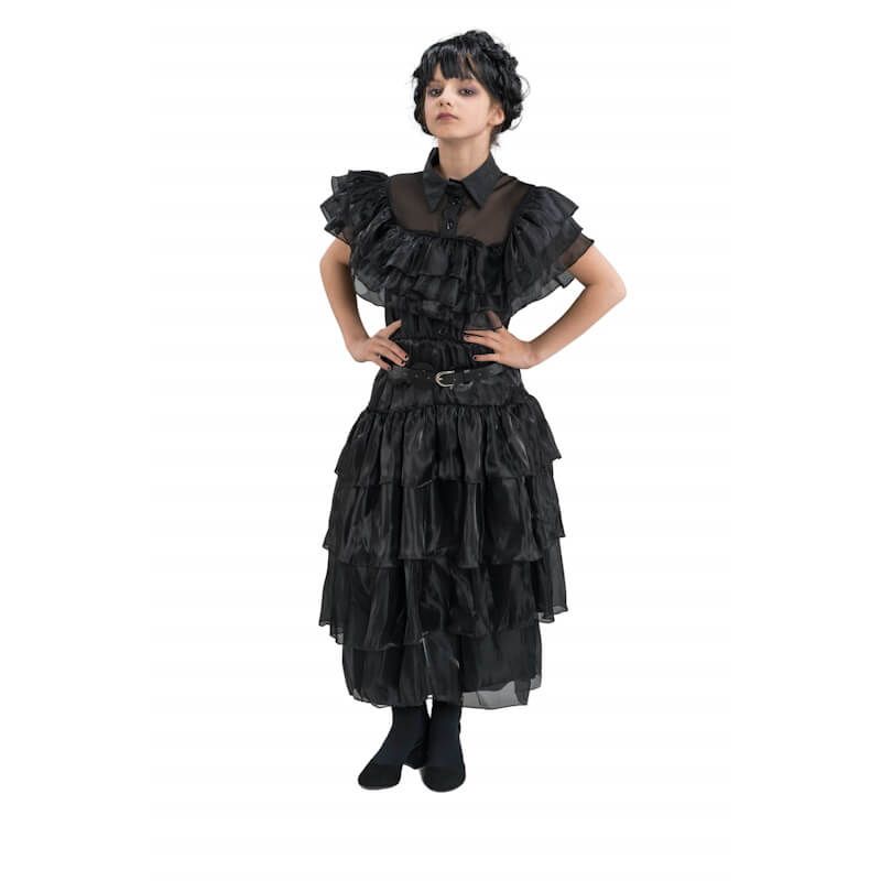 Mercredi Addams Costume Pour Femmes Filles Col Costume Robe Noire