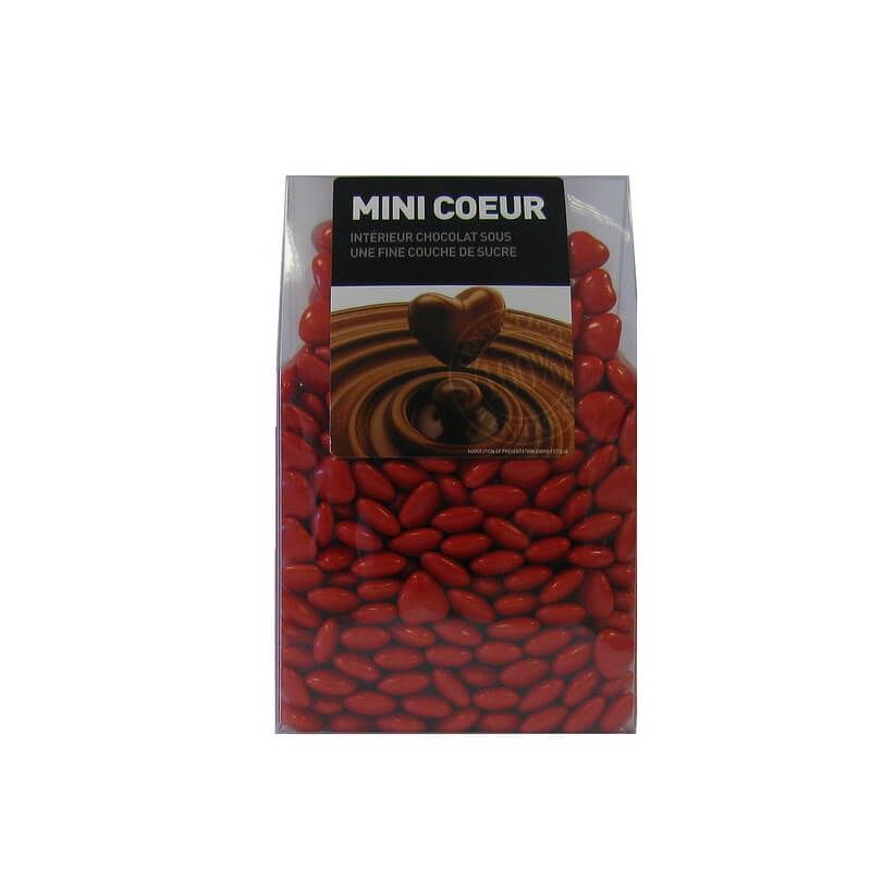 Dragées en forme de coeur Rouge 70% Cacao, mini coeur au chocolat