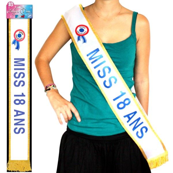 Écharpe Miss 18 Ans Bleue - Jour de Fête - Anniversaire par âge