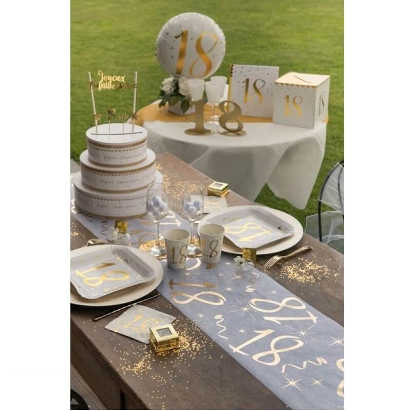 Décoration de table 30ans anniversaire blanc & rose gold étincelant.