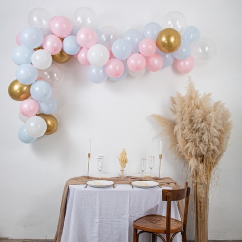 Arche de ballons : 75 ballons rose gold et champagne - décoration