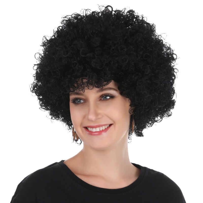 Perruque afro disco noire : Accessoire déguisement - Perruque carnaval