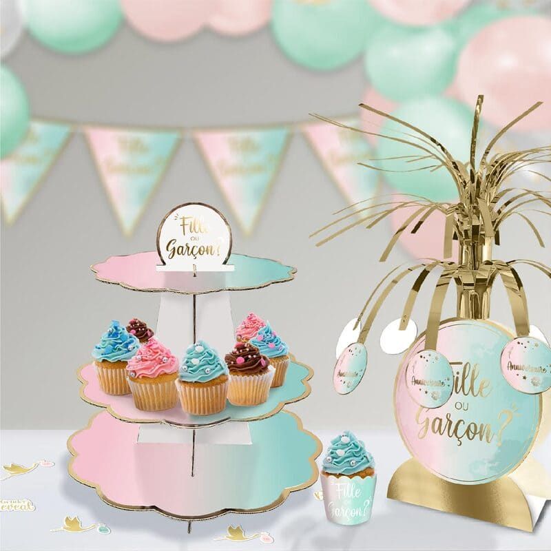 Présentoir à cupcakes - Fille ou Garçon ? - Collection Gender Reveal - Jour  de Fête - Gender Reveal - LICENCES ET THEMES