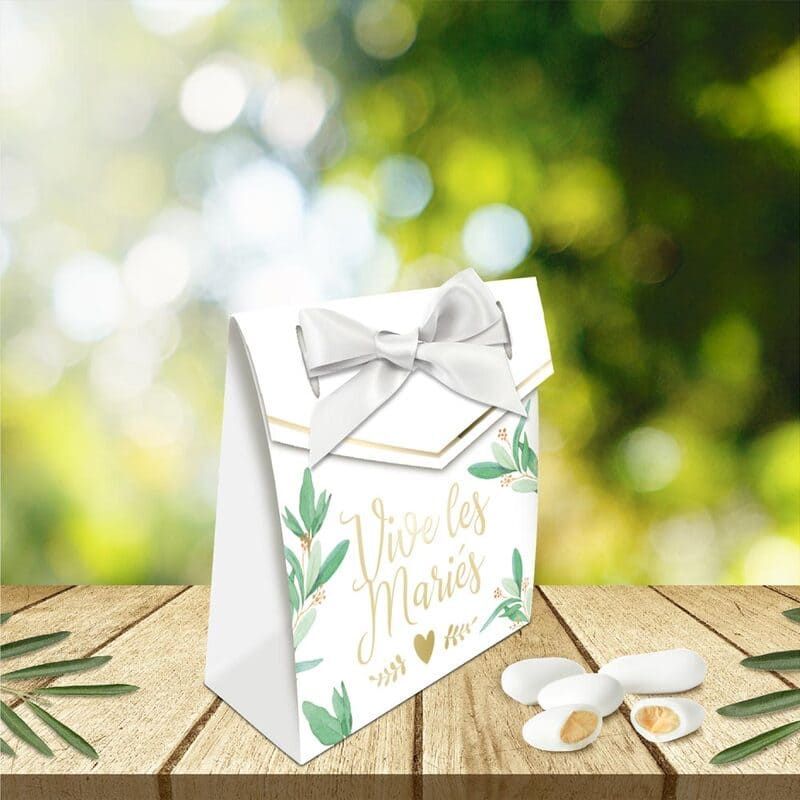Pack de 6 boites à dragées Vive les mariés - Jour de Fête - Carton -  Contenants