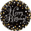 8 Assiettes "Happy Birthday" - Argent / Noir