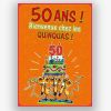 Carte d'anniversaire humour en folie avec une souris 50 ans bienvenue chez les quinquas