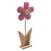 Décor en bois pour Pâques avec fleur en velours - 32 cm