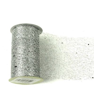 Ruban de table Glitter - Argent - 10 cm x 5 M