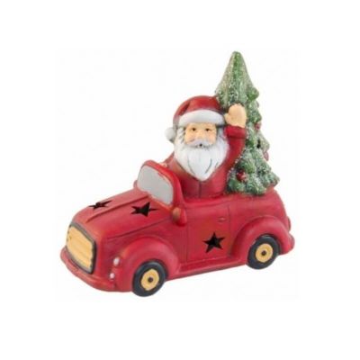 Décoration à poser Noël - Père Noël dans sa voiture