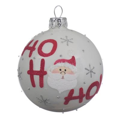 Boule de Noël en Verre - Ho Ho Ho - Blanc