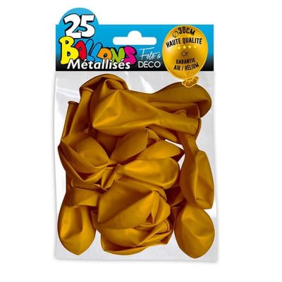 25 Ballons de baudruche métallisés - Or | jourdefete.com