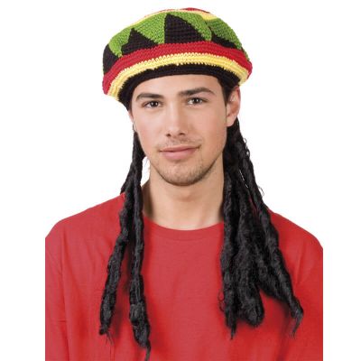 Bonnet Rasta Jamaïque avec dreadlocks