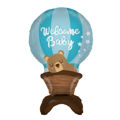 Ballon à poser Montgolfière Baby Shower - Couleur Bleue
