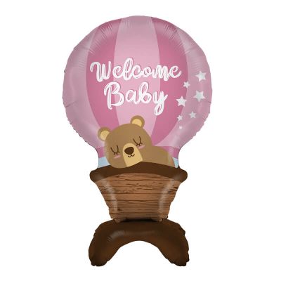 Ballon à poser Montgolfière Baby Shower - Couleur rose