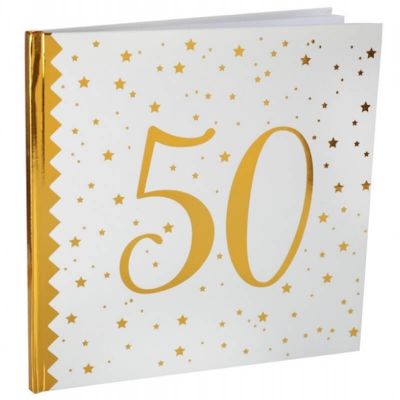Livre d'Or Anniversaire - Blanc et Or - 50 ans | jourdefete.com