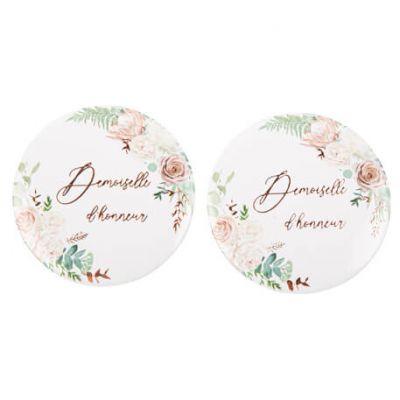 2 badges pour demoiselles d'honneur collection peony | jourdefete.com