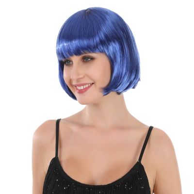 Perruque cabaret pour femme couleur bleue cheveux courts