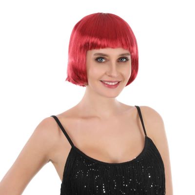 Perruque cabaret pour femme couleur rouge foncé cheveux courts