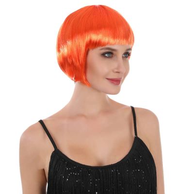 Perruque cabaret pour femme couleur orange cheveux courts