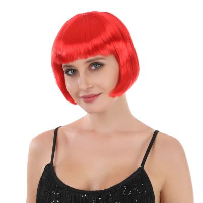 Perruque cabaret pour femme couleur rouge cheveux courts