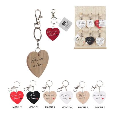porte-clés en forme de cœur bois mots d'amour modèle au choix | jourdefete.com