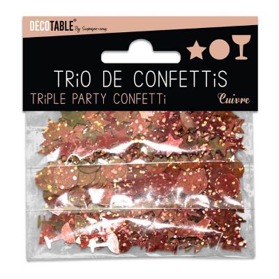 Trio de confettis - etoile rond coupe cocktail - cuivre | jourdefete.com