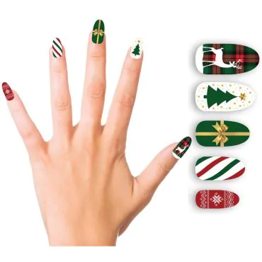 Stickers Nail Art Noël - Bougies, Sapins Blanc Et Doré, Pour Décoration Ongles