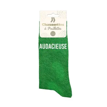 Chaussettes Paillettes Blondinette Beige - Taille Unique 36-42 - Neuf Avec étiquettes - Humour