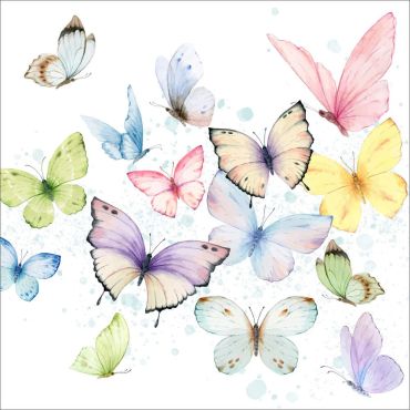 Serviettes En Papier FLEURS & PAPILLONS - Lot De 40 - 33x33 Cm 3 Pli - Décoration Table Fête/Mariage/Printemps - 3