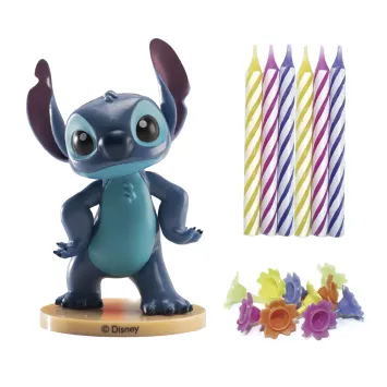 Kit de 10 bougies avec figurines pour gâteau d'anniversaire - Stitch™