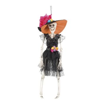 Collant Halloween Squelette Noir Pour Femme/fille – Motif Squelette Et Rose, Longueur 70 Cm, Idéal Pour Fête, Cosplay, Carnaval - 3