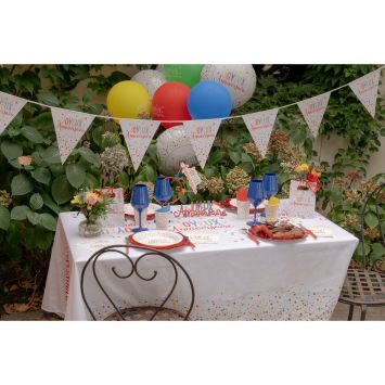 Nappe D'anniversaire Imprimée Garçon/fille - 33x183 Cm, En Papier Imperméable - Décoration De Fête