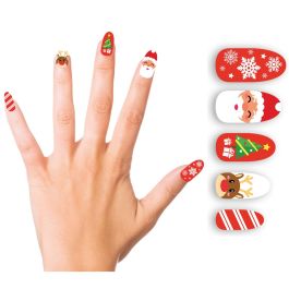 Stickers à Ongles Noël - Motifs Bougies Et Sapins Blanc Et Doré - Nail Art Déco Festif