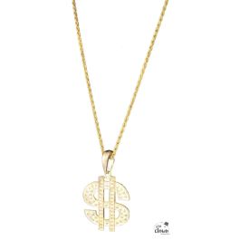 Collier en plaqué or chaîne avec pendentif 2 coeurs croisés, 1 lisse et