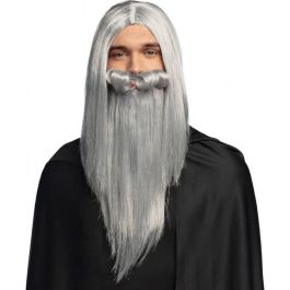 Perruques et barbe longues pour hommes - Perruque de magicien grise avec barbe | Idéal pour les jeux de rôle, les fêtes d'Halloween, les cosplay et